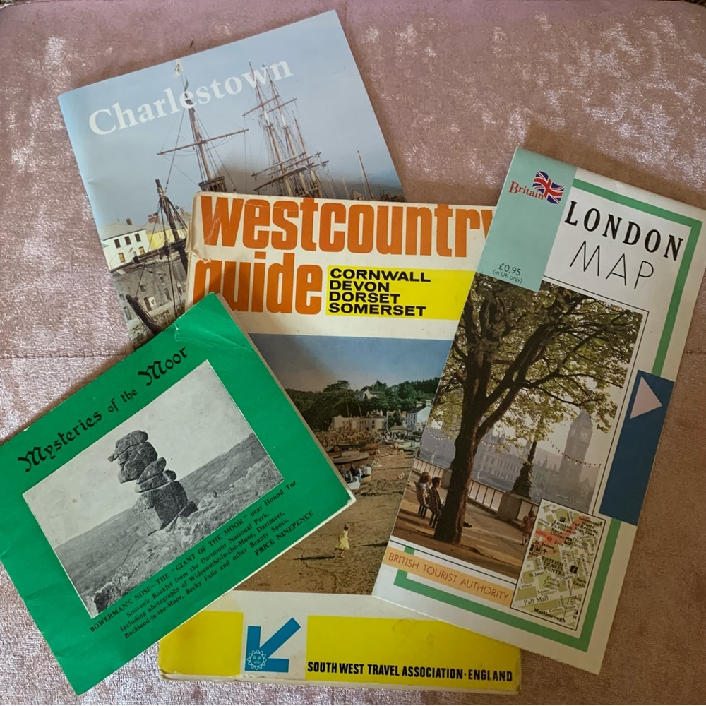Bundle of Vintage England Guidebooks and Map
